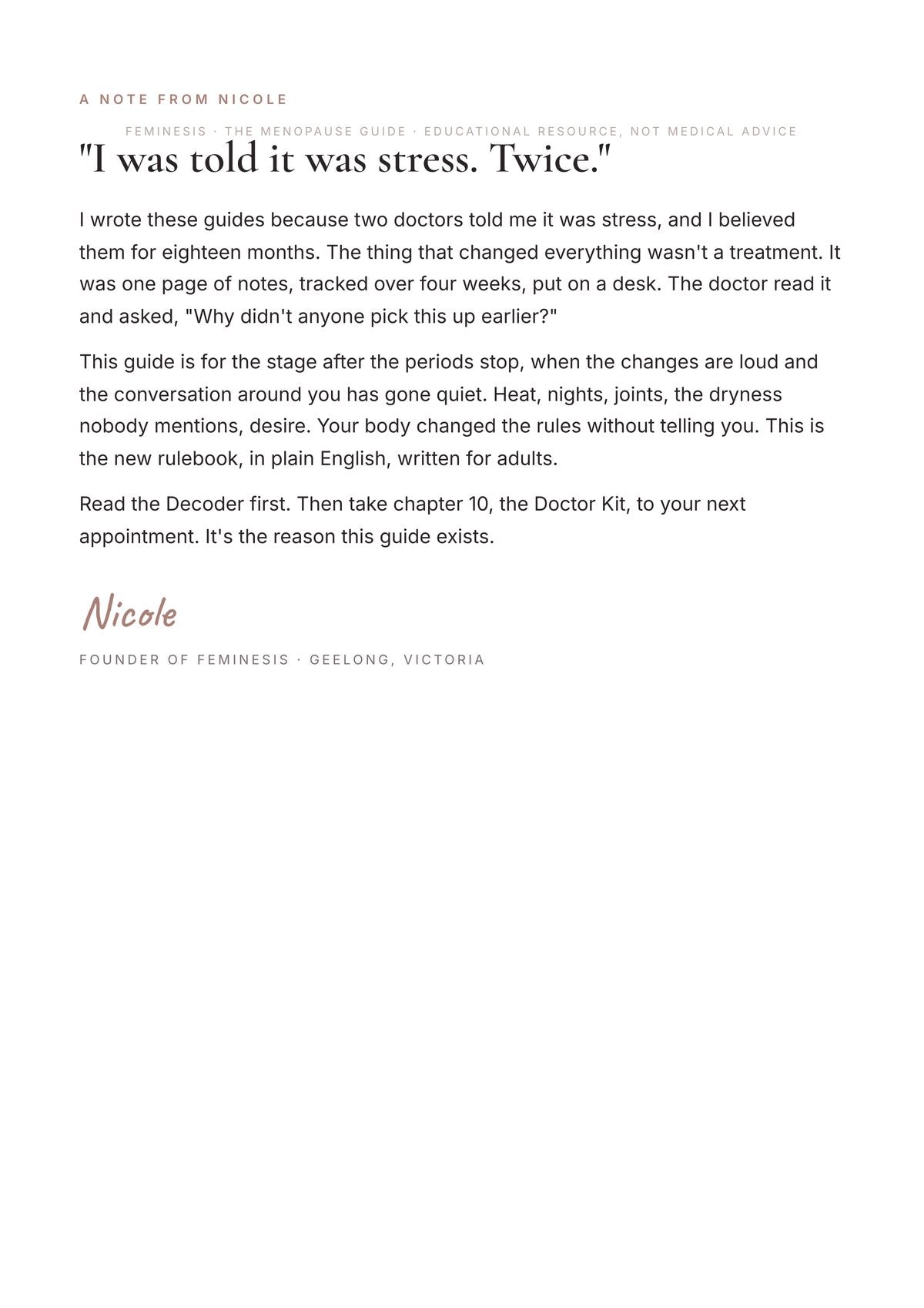 A note from Nicole