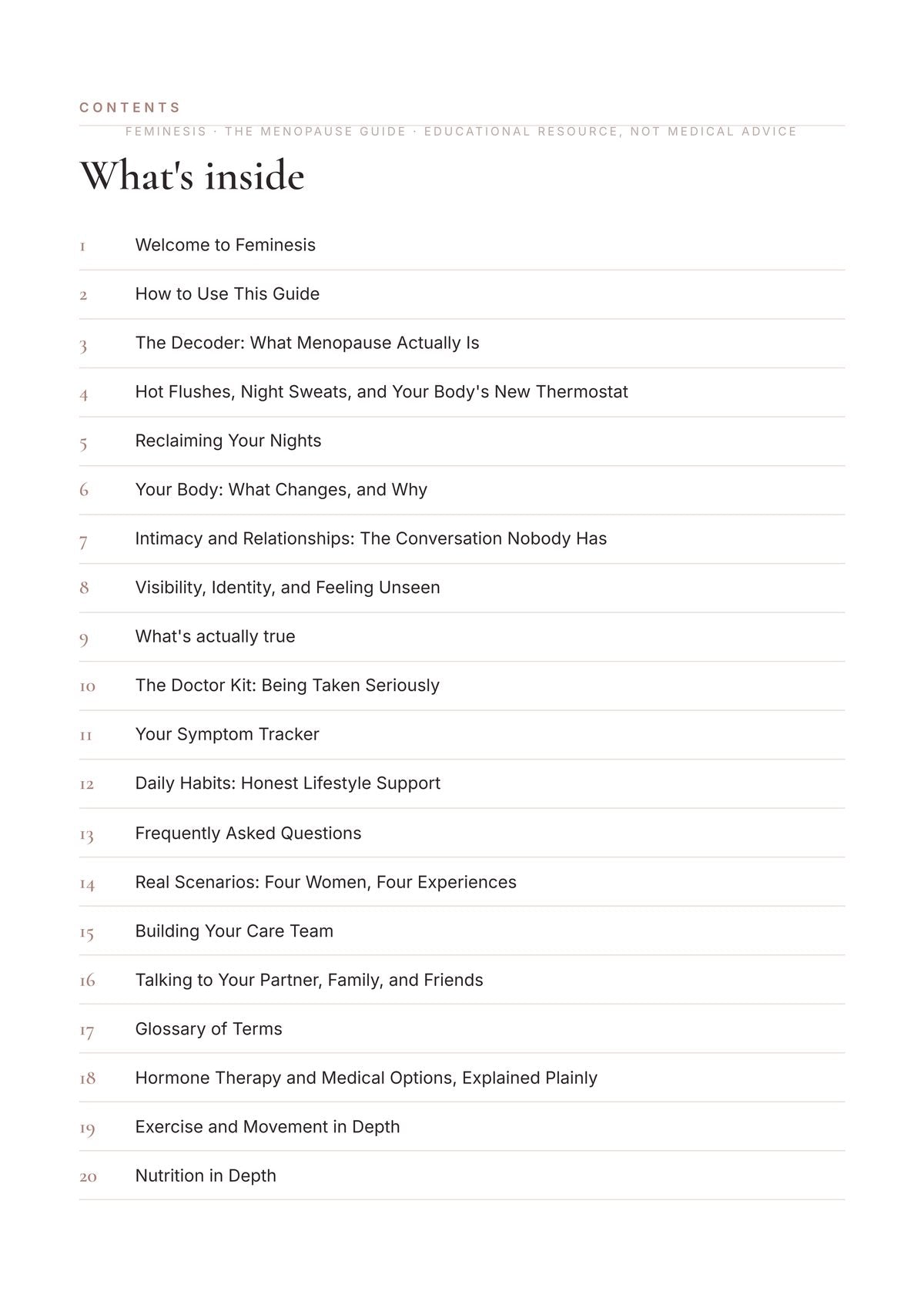 Contents of The Menopause Guide