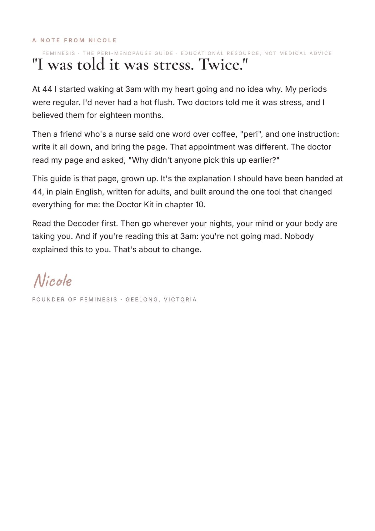A note from Nicole